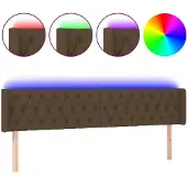 Syfax Cabecero con LED de tela marrón oscuro 183x16x78/88 cm