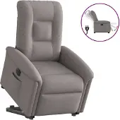 Syfax Sillón eléctrico reclinable elevable de tela gris taupe