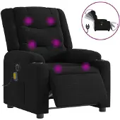 Syfax Sillón reclinable de masaje eléctrico tela negro