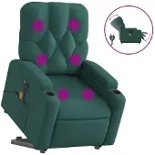 Syfax Sillón masaje eléctrico reclinable elevable tela verde oscuro