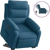 Syfax Sillón eléctrico reclinable elevable de terciopelo azul
