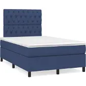 Syfax Cama box spring con colchón tela azul 120x200 cm