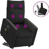 Syfax Sillón reclinable de masaje elevable tela negro