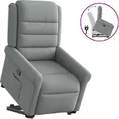Syfax Sillón reclinable elevable de tela gris claro