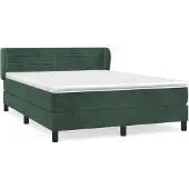 Syfax Cama box spring con colchón terciopelo verde oscuro 140x190 cm