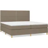 Syfax Cama box spring con colchón tela gris taupe 200x200 cm