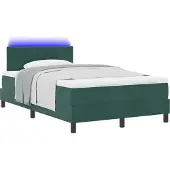 Syfax Cama Box Spring LED Verde oscuro 120 x 190 cm Terciopelo