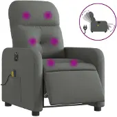 Syfax Sillón reclinable de masaje eléctrico tela gris oscuro