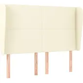 Syfax Cabecero con orejas de cuero sintético crema 147x23x118/128cm