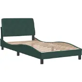 Syfax Estructura cama sin colchón terciopelo verde oscuro 100x200 cm