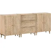 Syfax Aparador 3 piezas madera maciza de mango 60x33x75 cm
