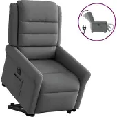 Syfax Sillón eléctrico reclinable elevable de tela gris oscuro