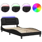 Syfax Estructura de cama con LED sin colchón Hvar negro 100x200 cm