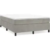 Syfax Cama box spring con colchón terciopelo gris claro 140x200 cm