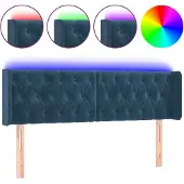 Syfax Cabecero con LED de terciopelo azul oscuro 163x16x78/88 cm