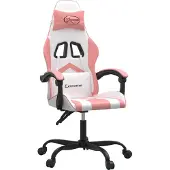 Syfax Silla gaming giratoria cuero sintético blanco y rosa