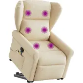 Syfax Sillón de masaje eléctrico reclinable elevable tela crema