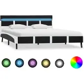 Syfax Estructura de cama con LED de cuero sintético negro 120x200 cm