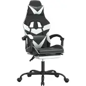 Syfax Silla gaming giratoria reposapiés cuero sintético negro blanco