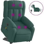 Syfax Sillón masaje eléctrico reclinable elevable tela verde oscuro