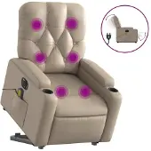 Syfax Sillón reclinable de masaje eléctrico cuero sintético capuchino