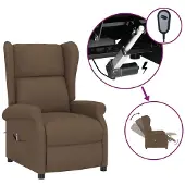 Syfax Sillón orejero reclinable eléctrico tela marrón