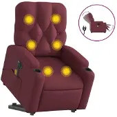 Syfax Sillón de masaje elevable eléctrico tela rojo tinto