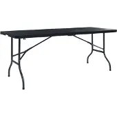 Syfax Mesa de jardín plegable imitación ratán HDPE negro 180x75x72 cm