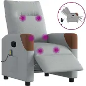 Syfax Sillón reclinable de masaje eléctrico tela gris claro