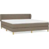 Syfax Cama box spring con colchón tela gris taupe 180x200 cm