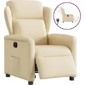 Syfax Sillón reclinable eléctrico de tela crema