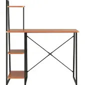 Syfax Escritorio con estantería negro y marrón 102x50x117 cm