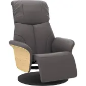 Syfax Sillón reclinable con reposapiés, color gris, tapizado en cuero sintético