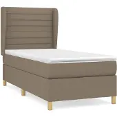 Syfax Cama box spring con colchón tela gris taupe 90x200 cm