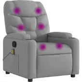 Syfax Sillón reclinable de masaje con tela gris claro