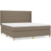Syfax Cama box spring con colchón tela gris taupe 160x200 cm
