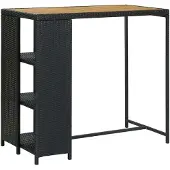 Syfax Mesa bar estante almacenaje 120x60x110 cm ratán sintético negro