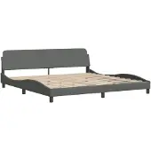 Syfax Estructura de cama Dover tela gris oscuro 200x200 cm