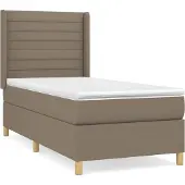 Syfax Cama box spring con colchón tela gris taupe 80x200 cm