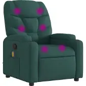 Syfax Sillón reclinable de masaje con tela verde oscuro