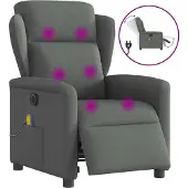 Syfax Sillón reclinable de masaje eléctrico tela gris oscuro