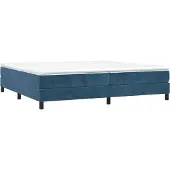 Syfax Cama box spring con colchón terciopelo azul oscuro 200x200 cm