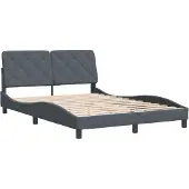 Syfax Estructura de cama sin colchón terciopelo gris oscuro 140x200cm