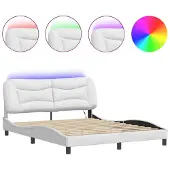 Syfax Estructura de cama con LED sin colchón Hvar blanco 160x200 cm