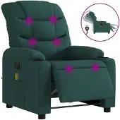 Syfax Sillón reclinable de masaje eléctrico tela verde oscuro