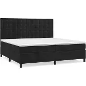 Syfax Cama box spring con colchón terciopelo negro 200x200 cm