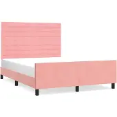 Syfax Estructura de cama sin colchón terciopelo rosa 140x190 cm