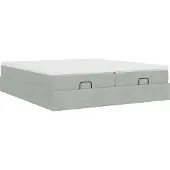 Syfax Estructura cama otomana colchones terciopelo gris claro