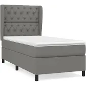 Syfax Cama box spring con colchón tela gris oscuro 80x200 cm