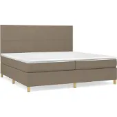 Syfax Cama box spring con colchón tela gris taupe 200x200 cm